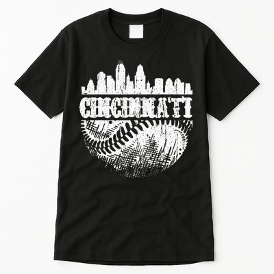 Vintage Cincinnati Skyline City Baseball Met At Gameday Tall T-Shirt