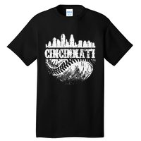 Vintage Cincinnati Skyline City Baseball Met At Gameday Tall T-Shirt