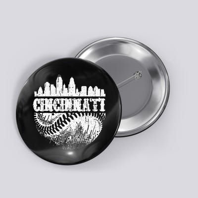 Vintage Cincinnati Skyline City Baseball Met At Gameday Button