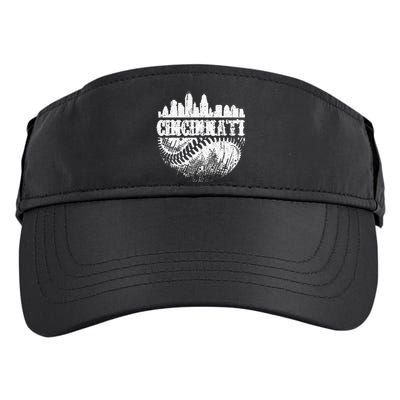 Vintage Cincinnati Skyline City Baseball Met At Gameday Adult Drive Performance Visor