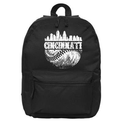 Vintage Cincinnati Skyline City Baseball Met At Gameday 16 in Basic Backpack