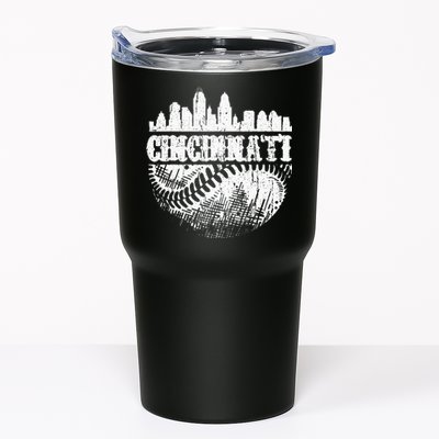 Vintage Cincinnati Skyline City Baseball Met At Gameday Tumbler
