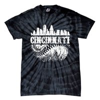 Vintage Cincinnati Skyline City Baseball Met At Gameday Tie-Dye T-Shirt