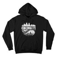 Vintage Cincinnati Skyline City Baseball Met At Gameday Tall Hoodie