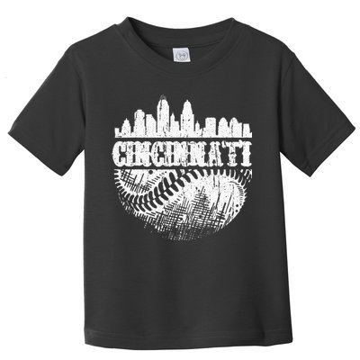 Vintage Cincinnati Skyline City Baseball Met At Gameday Toddler T-Shirt