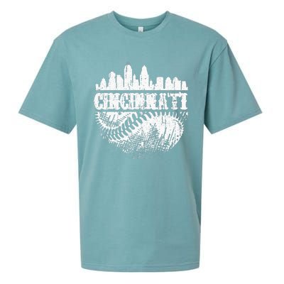 Vintage Cincinnati Skyline City Baseball Met At Gameday Sueded Cloud Jersey T-Shirt