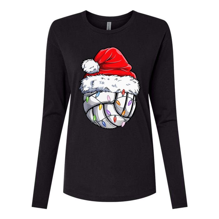 Volleyball Christmas Santa Hat Funny Volleyball Xmas Womens Cotton Relaxed Long Sleeve T-Shirt