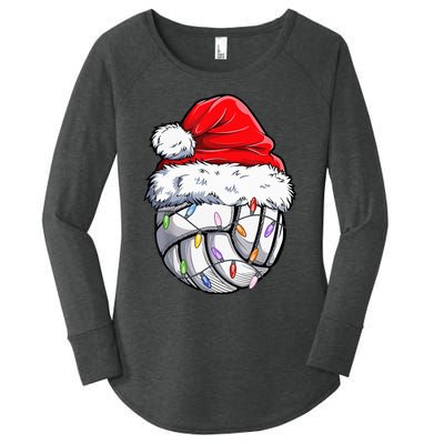 Volleyball Christmas Santa Hat Funny Volleyball Xmas Women's Perfect Tri Tunic Long Sleeve Shirt