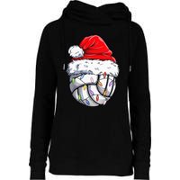 Volleyball Christmas Santa Hat Funny Volleyball Xmas Womens Funnel Neck Pullover Hood