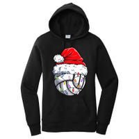 Volleyball Christmas Santa Hat Funny Volleyball Xmas Women's Pullover Hoodie