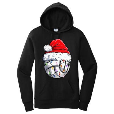 Volleyball Christmas Santa Hat Funny Volleyball Xmas Women's Pullover Hoodie