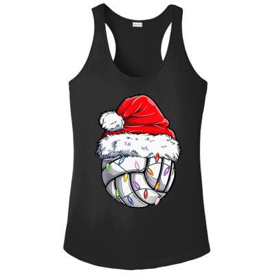 Volleyball Christmas Santa Hat Funny Volleyball Xmas Ladies PosiCharge Competitor Racerback Tank