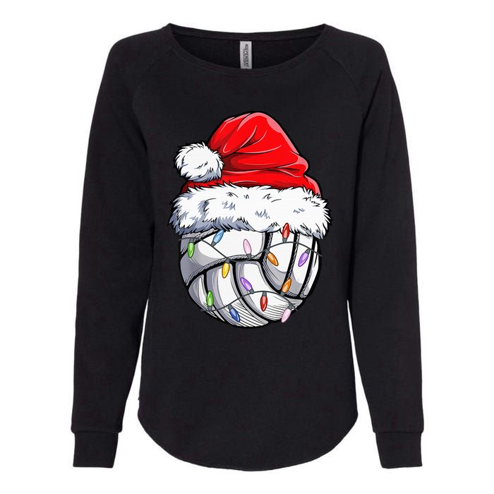 Volleyball Christmas Santa Hat Funny Volleyball Xmas Womens California Wash Sweatshirt