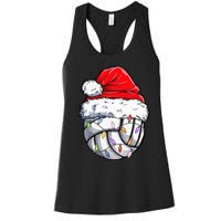 Volleyball Christmas Santa Hat Funny Volleyball Xmas Women's Racerback Tank