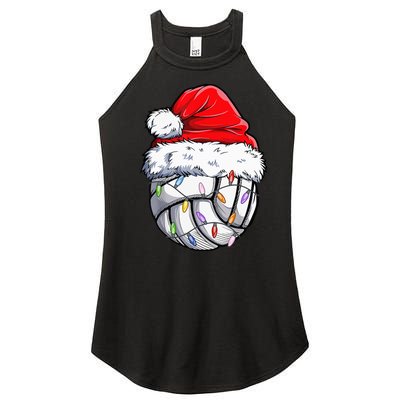 Volleyball Christmas Santa Hat Funny Volleyball Xmas Women's Perfect Tri Rocker Tank