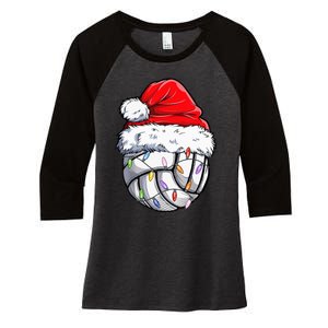 Volleyball Christmas Santa Hat Funny Volleyball Xmas Women's Tri-Blend 3/4-Sleeve Raglan Shirt