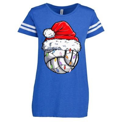 Volleyball Christmas Santa Hat Funny Volleyball Xmas Enza Ladies Jersey Football T-Shirt