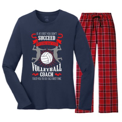 Volleyball Coach Team Player Sports Game Athlete Gift Women's Long Sleeve Flannel Pajama Set 