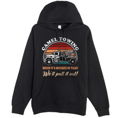 Vintage Camel Towing Humor Tow Truck Premium Pullover Hoodie
