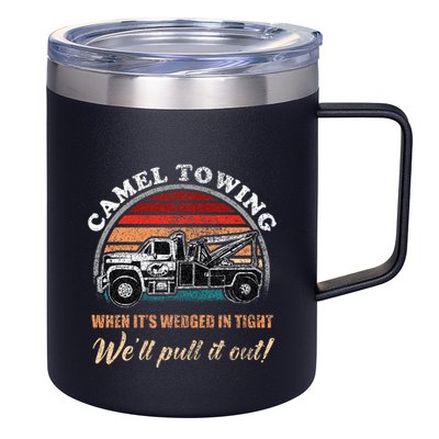 Vintage Camel Towing Humor Tow Truck 12oz Stainless Steel Coffee Mug