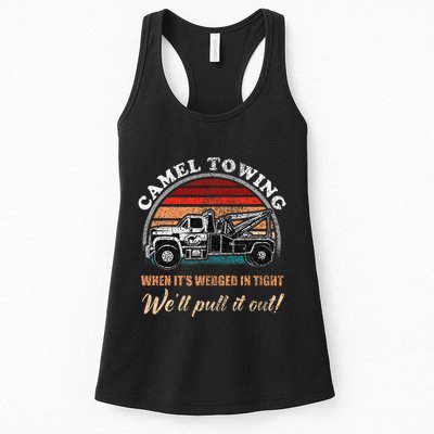 Vintage Camel Towing Humor Tow Truck Womens Tank Top