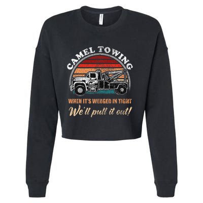 Vintage Camel Towing Humor Tow Truck Cropped Pullover Crew