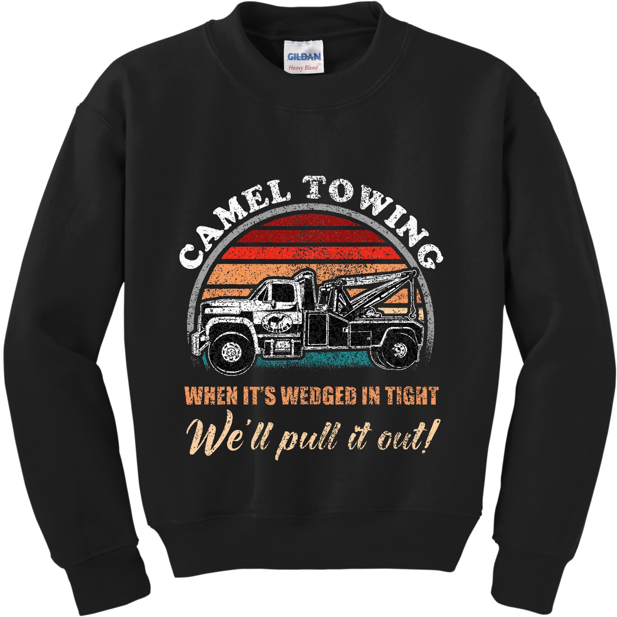 Vintage Camel Towing Humor Tow Truck Kids Sweatshirt