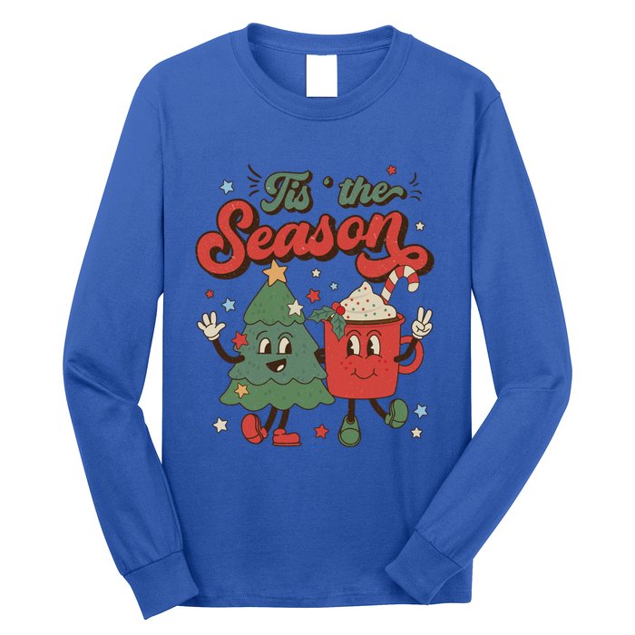 Vintage Christmas Tis The Season Christmas Tree Coffee Latte Gift Long Sleeve Shirt