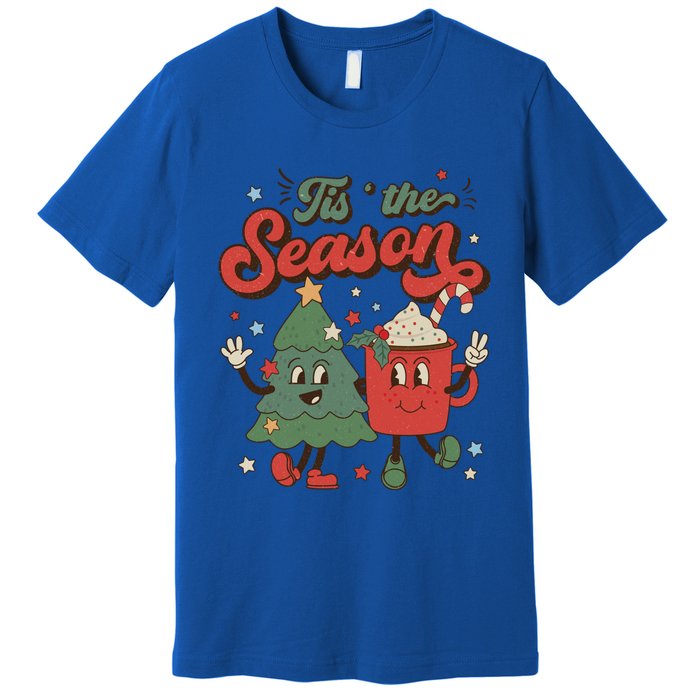 Vintage Christmas Tis The Season Christmas Tree Coffee Latte Gift Premium T-Shirt