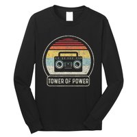 Vintage Cassette Tape Tower Of Power Rock Music Retro Sunset Long Sleeve Shirt