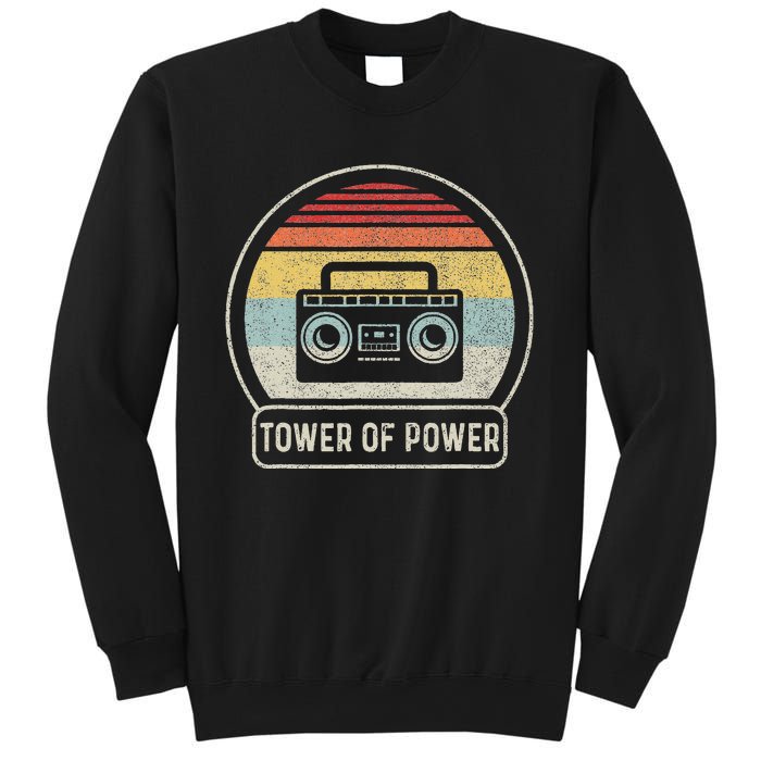 Vintage Cassette Tape Tower Of Power Rock Music Retro Sunset Sweatshirt