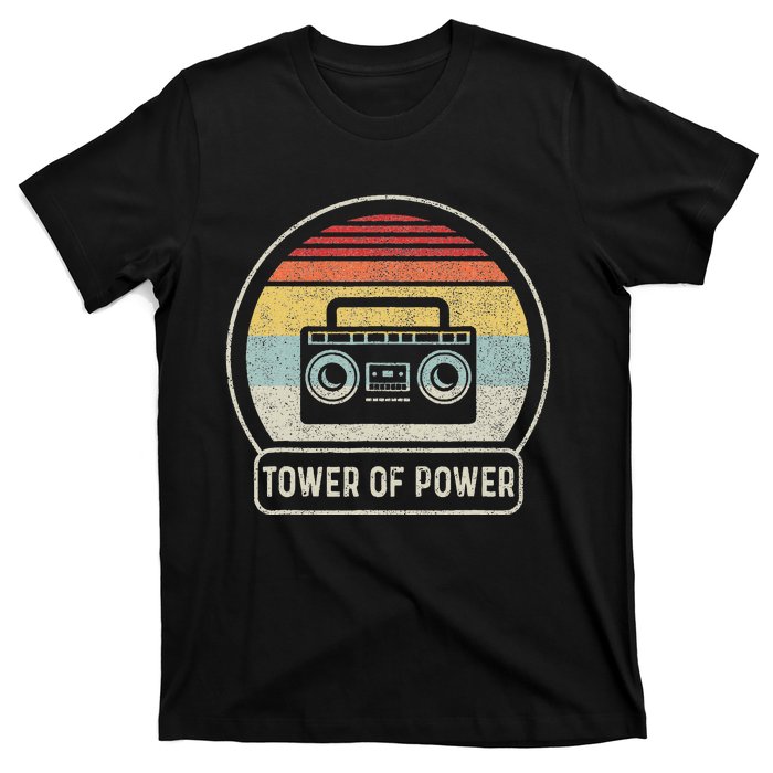 Vintage Cassette Tape Tower Of Power Rock Music Retro Sunset T-Shirt