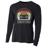 Vintage Cassette Tape Tower Of Power Rock Music Retro Sunset Cooling Performance Long Sleeve Crew