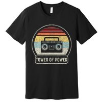 Vintage Cassette Tape Tower Of Power Rock Music Retro Sunset Premium T-Shirt