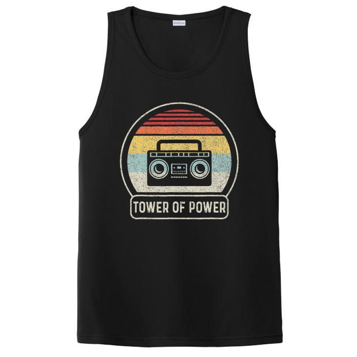 Vintage Cassette Tape Tower Of Power Rock Music Retro Sunset PosiCharge Competitor Tank