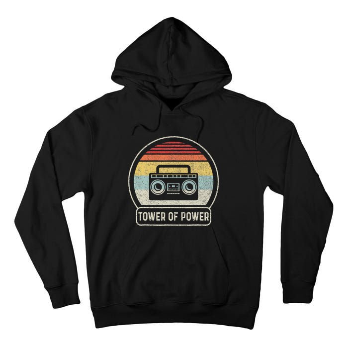 Vintage Cassette Tape Tower Of Power Rock Music Retro Sunset Tall Hoodie