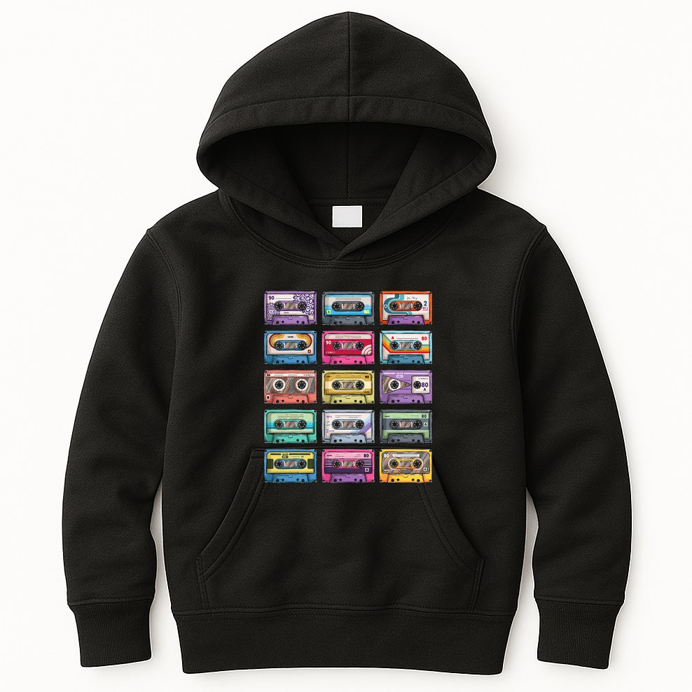 Vintage Cassette Tapes Collection 80S 90S Music Mixtape Kids Hoodie
