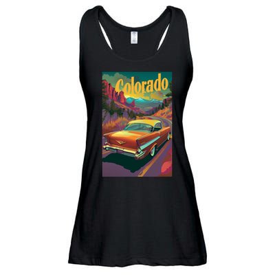 Vintage Colorado Travel Poster Ladies Essential Flowy Tank