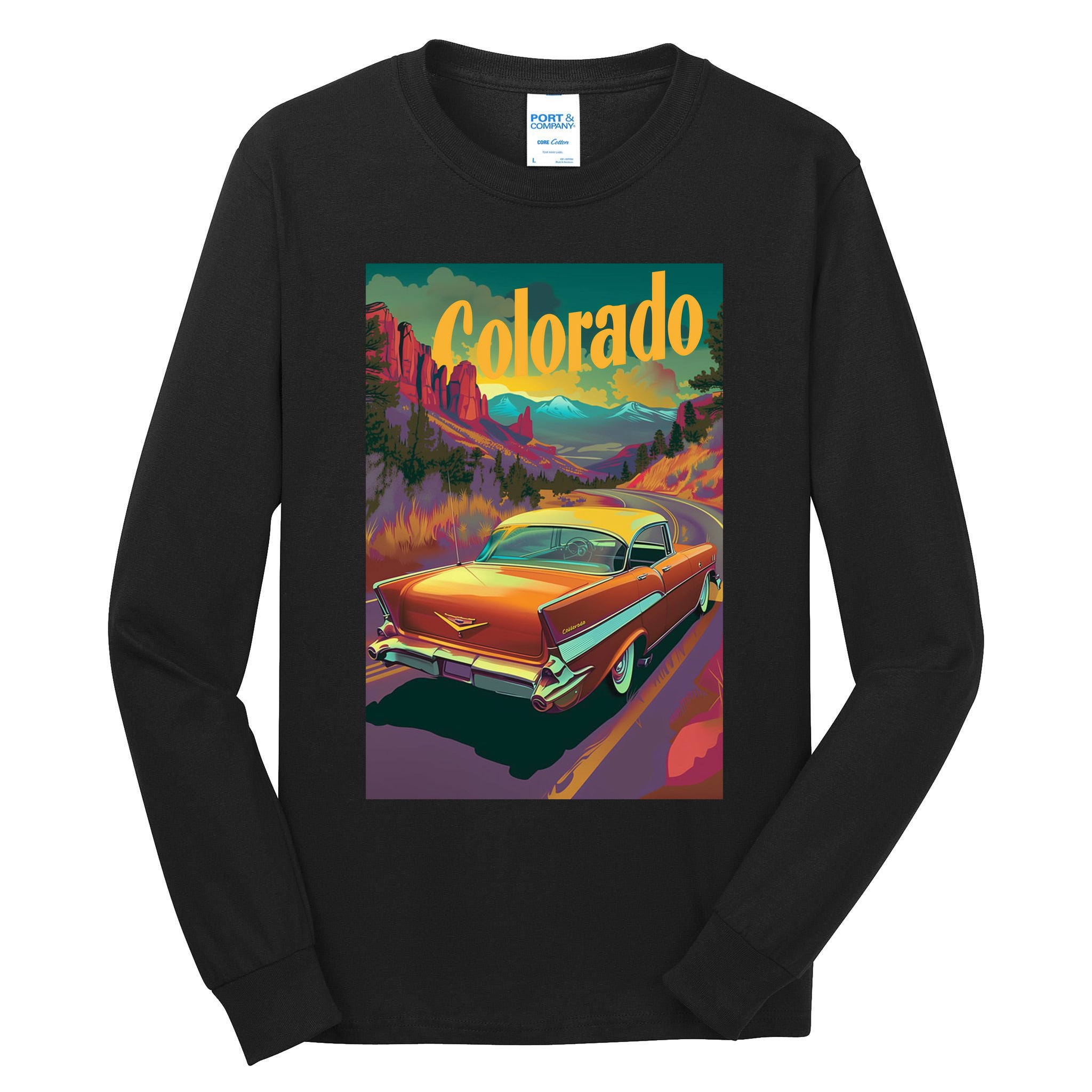 Vintage Colorado Travel Poster Tall Long Sleeve T-Shirt
