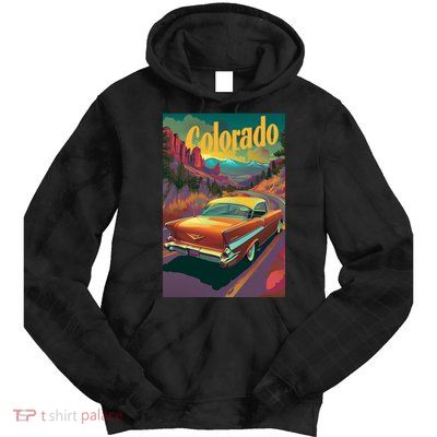 Vintage Colorado Travel Poster Tie Dye Hoodie