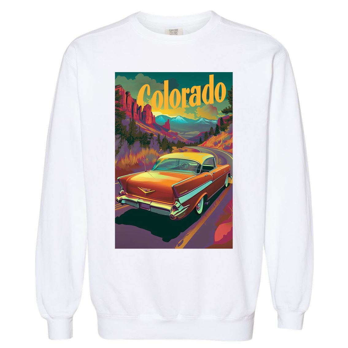 Vintage Colorado Travel Poster Garment-Dyed Sweatshirt