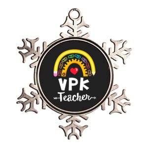 VPK Crew Teacher Back To School Teacher Rainbow Pencil Metallic Star Ornament