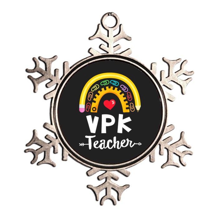 VPK Crew Teacher Back To School Teacher Rainbow Pencil Metallic Star Ornament