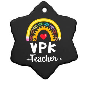 VPK Crew Teacher Back To School Teacher Rainbow Pencil Ceramic Star Ornament