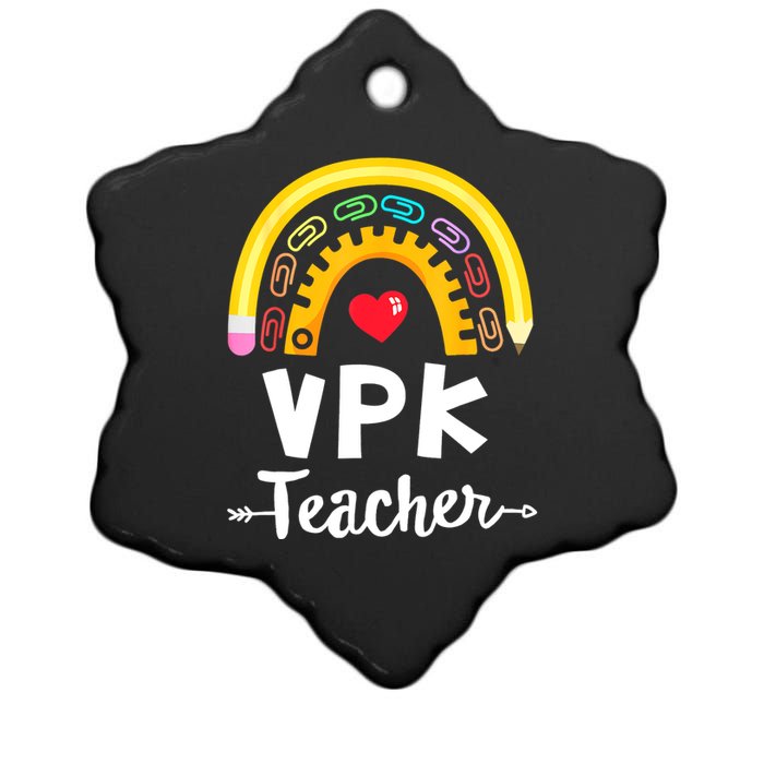 VPK Crew Teacher Back To School Teacher Rainbow Pencil Ceramic Star Ornament