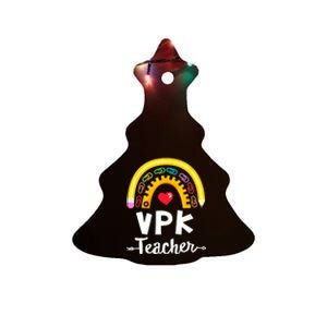 VPK Crew Teacher Back To School Teacher Rainbow Pencil Ceramic Tree Ornament