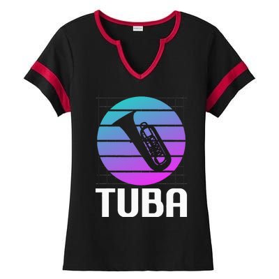 Vintage Classic Tuba Player Instrument Ladies Halftime Notch Neck Tee