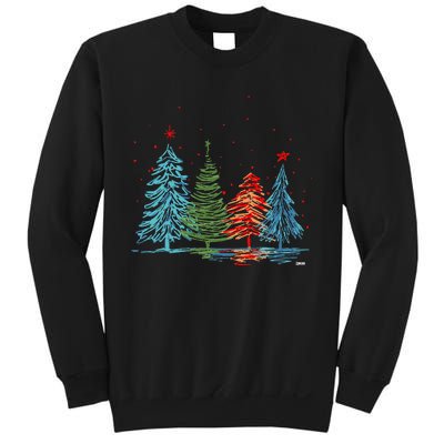 Vintage Christmas Trees Hand Drawing Christmas Trees Sweatshirt