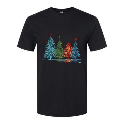 Vintage Christmas Trees Hand Drawing Christmas Trees Softstyle® CVC T-Shirt