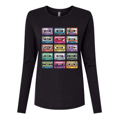 Vintage Cassette Tapes Collection 80S 90S Music Mixtape Womens Cotton Relaxed Long Sleeve T-Shirt